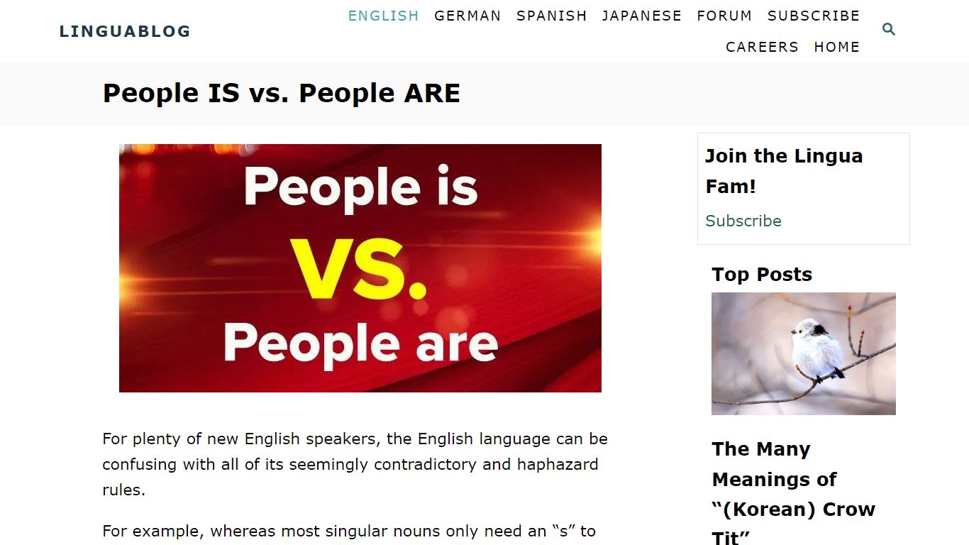 People IS vs. People ARE - Linguablog